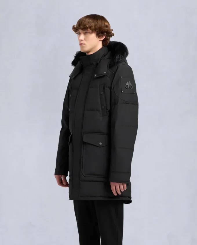 Parka Big Ridge con bordi in shearling color onice