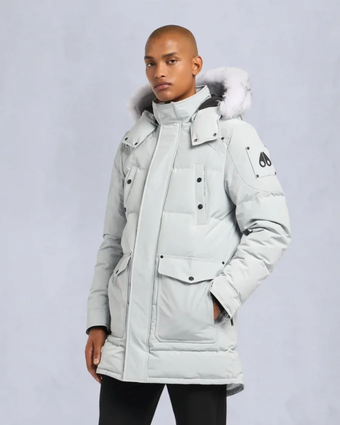 Parka Big Ridge con bordi in shearling color onice