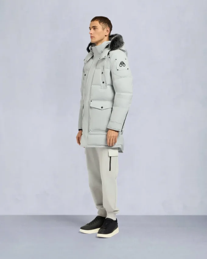 Parka Big Ridge con bordi in shearling color onice