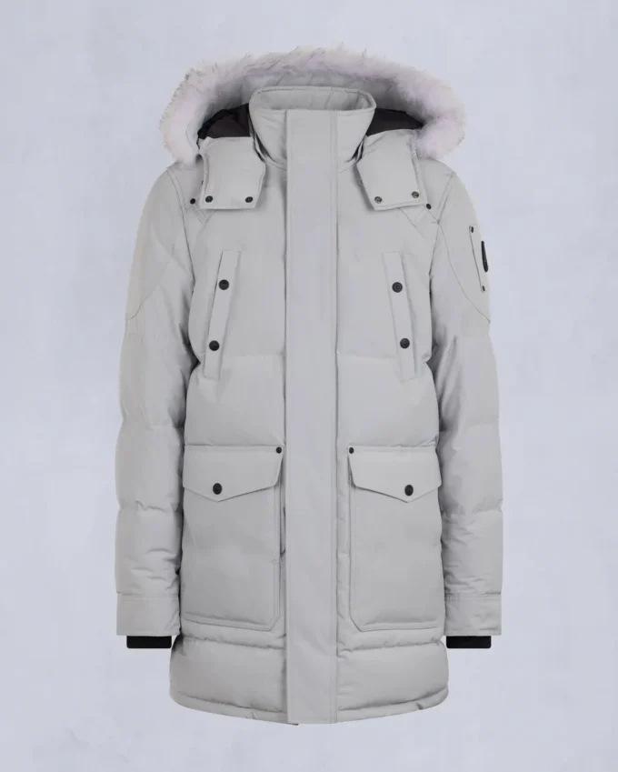 Parka Big Ridge con bordi in shearling color onice