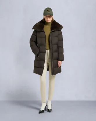 piumino lungo con bordo in shearling Belle Dune