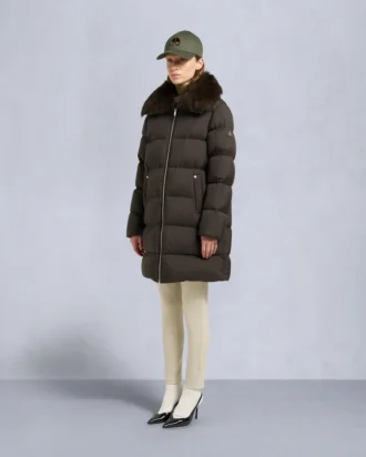 piumino lungo con bordo in shearling Belle Dune